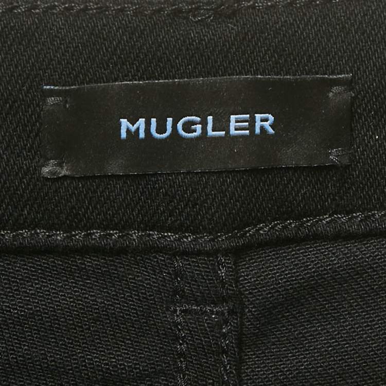 Pre Owned MUGLER Black Denim Low Waist Shorts S/Waist 29"