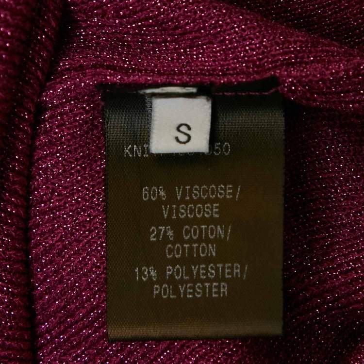 Pre Owned Mugler Pink Lurex Rib Knit Mock Neck Pullover S