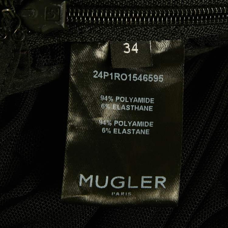 Pre Owned فستان ضيق موغلار شباك أسود مكشكش صغير