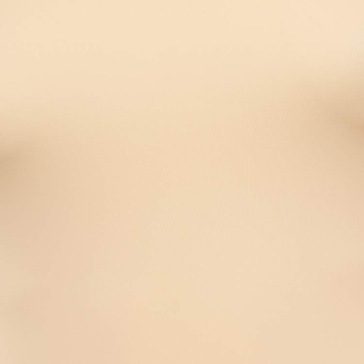 Pre Owned Mugler Beige Jersey Long-Sleeve Thumb-Holes Bodysuit S