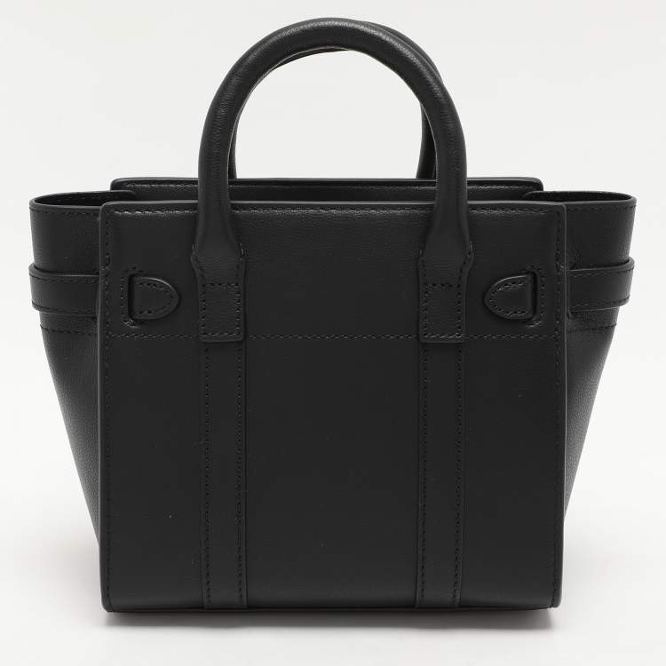 Pre Owned Mulberry Black Leather Micro Zip Bayswater Satchel