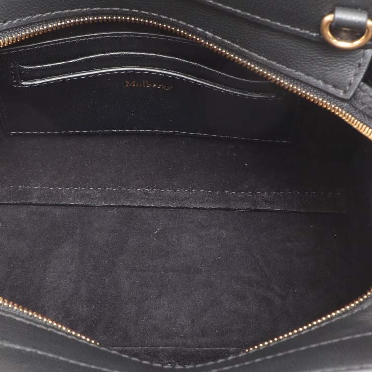 Pre Owned Mulberry Black Leather Micro Zip Bayswater Satchel