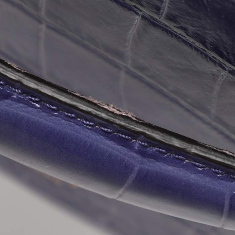 Pre Owned Mulberry Purple Croc Embossed Leather Trunk Bag