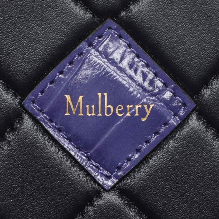 Pre Owned Mulberry Purple Croc Embossed Leather Trunk Bag