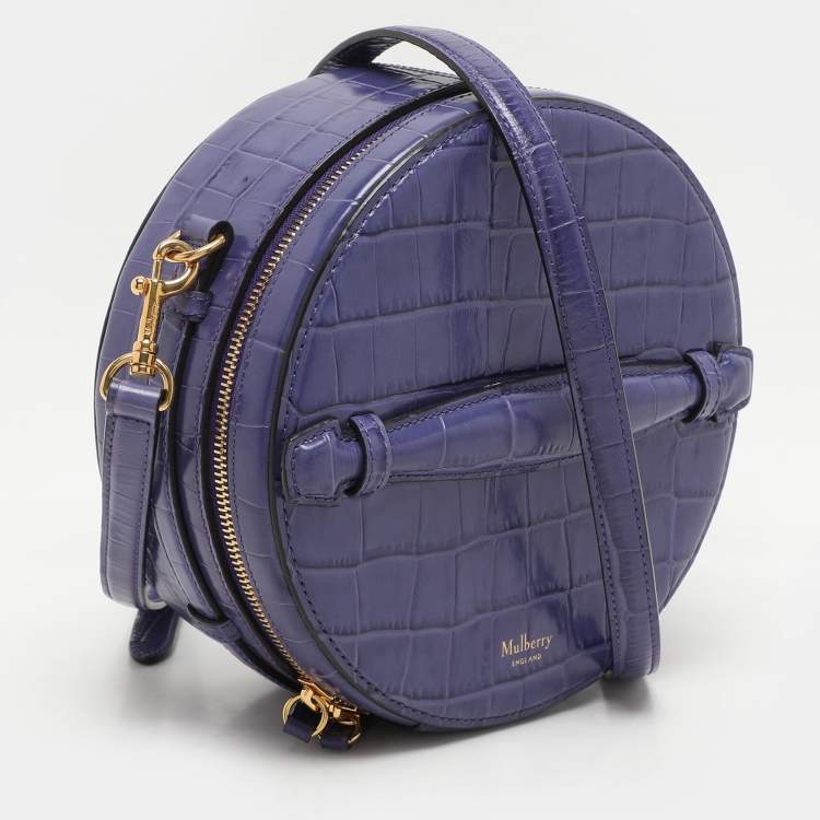 Pre Owned Mulberry Purple Croc Embossed Leather Trunk Bag