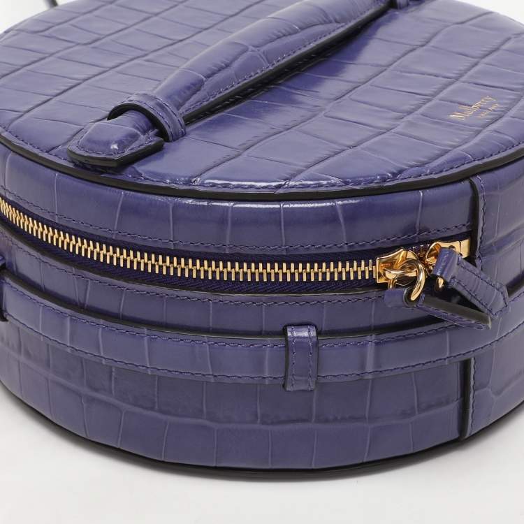 Pre Owned Mulberry Purple Croc Embossed Leather Trunk Bag