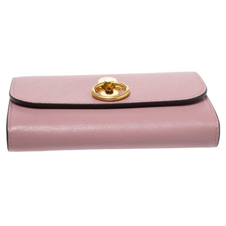 Pre Owned Mulberry Mocha Rose Leather Medium Amberley Wallet