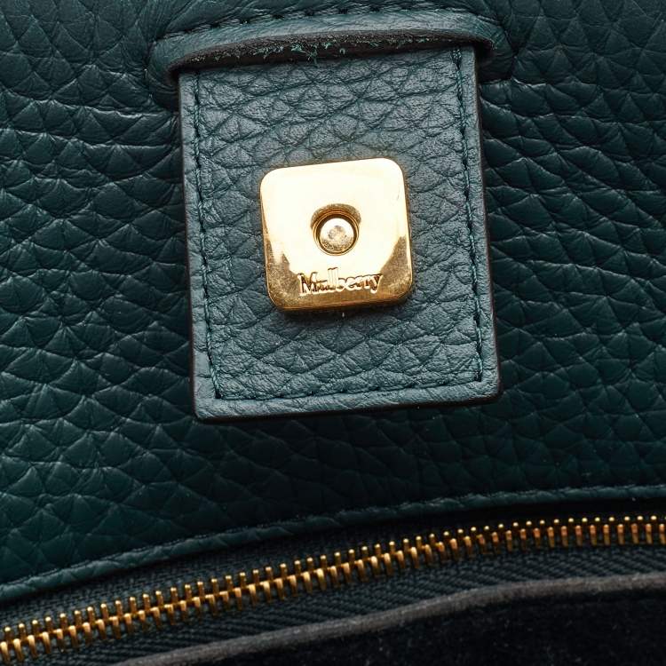 Pre Owned Mulberry Green Grained Leather Iris Top Handle Bag