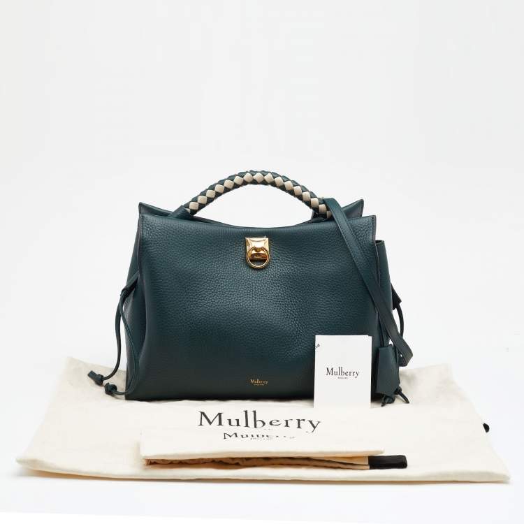 Pre Owned Mulberry Green Grained Leather Iris Top Handle Bag
