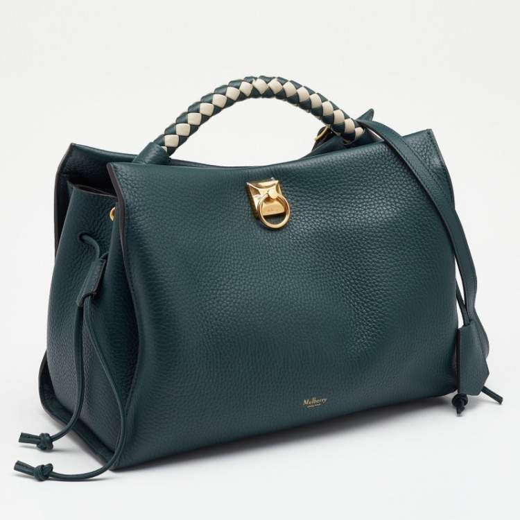 Pre Owned Mulberry Green Grained Leather Iris Top Handle Bag