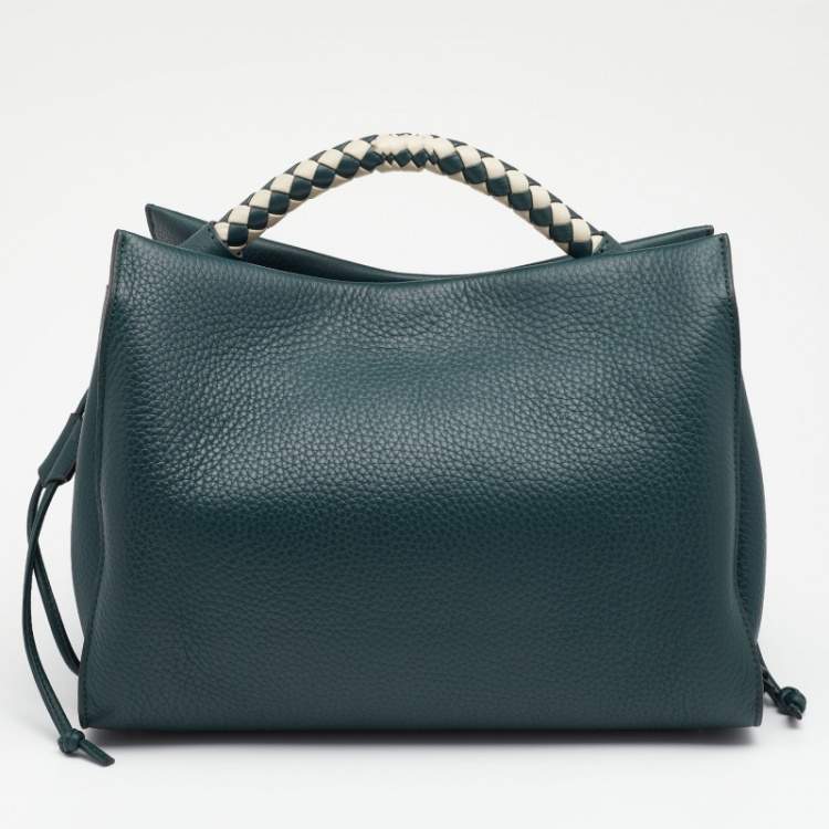 Pre Owned Mulberry Green Grained Leather Iris Top Handle Bag