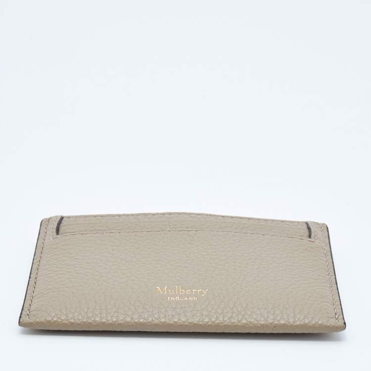 Pre Owned Mulberry Grey Grained Leather Card Holder