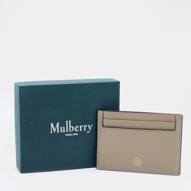 Pre Owned Mulberry Grey Grained Leather Card Holder