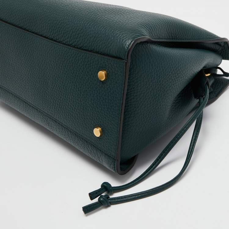 Pre Owned Mulberry Green Grained Leather Iris Top Handle Bag