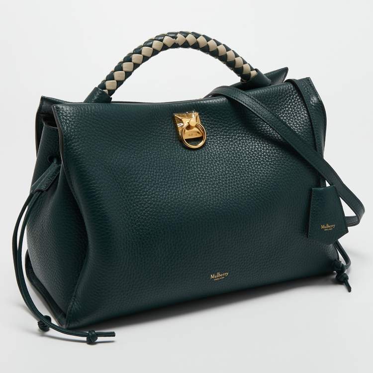 Pre Owned Mulberry Green Grained Leather Iris Top Handle Bag
