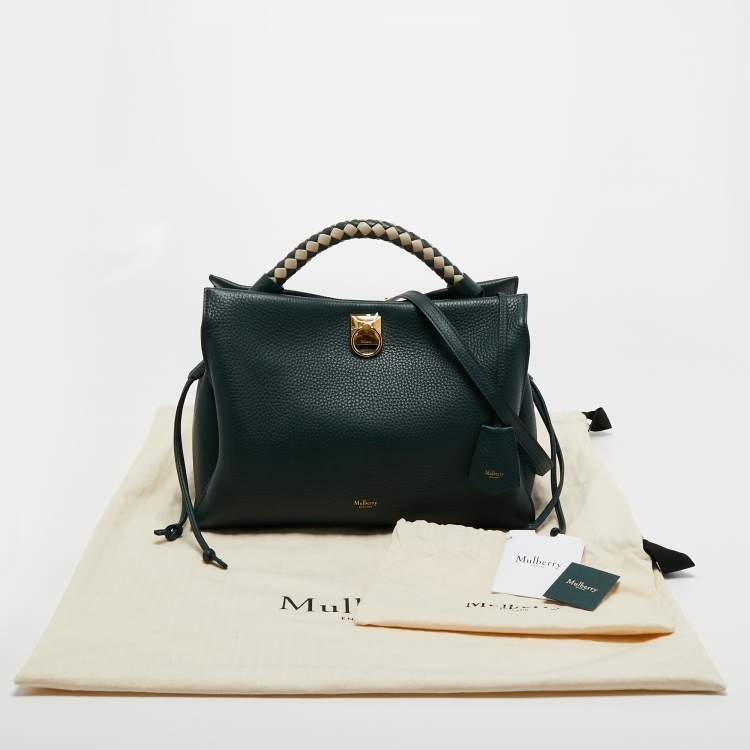 Pre Owned Mulberry Green Grained Leather Iris Top Handle Bag