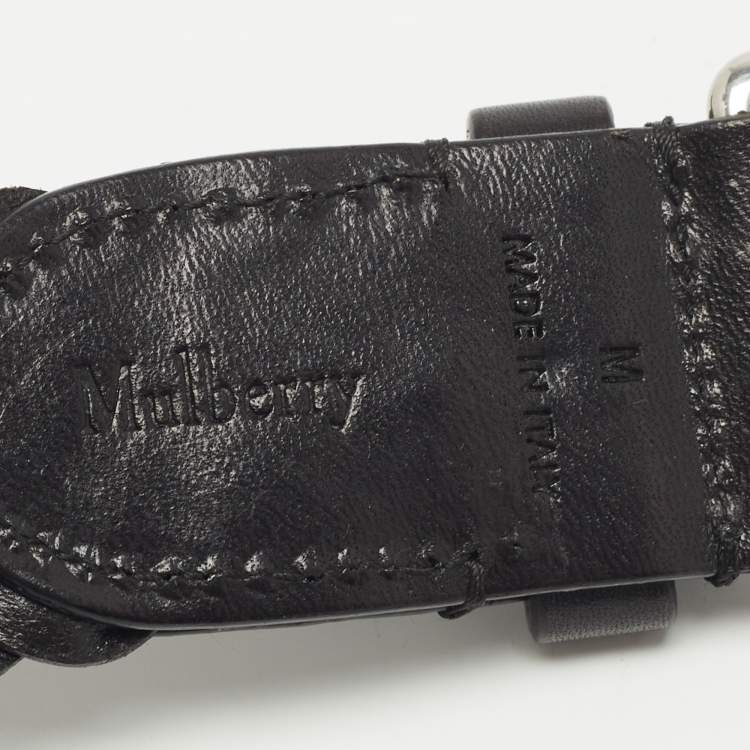 Pre Owned Mulberry Black Woven Leather Buckle Belt M