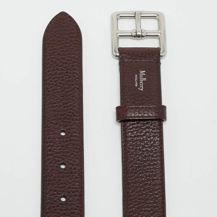 Pre Owned Mulberry Burgundy Leather Buckle Belt 95CM