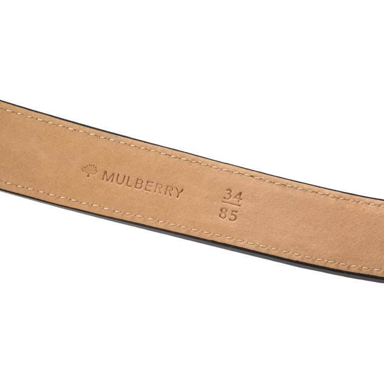 Pre Owned Mulberry Black Leather Braided Belt 85 CM