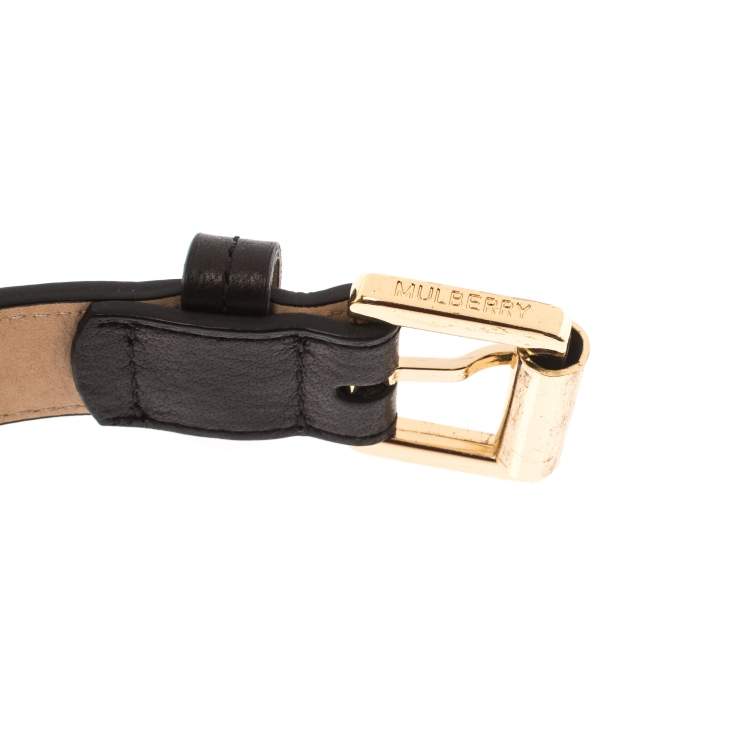 Pre Owned Mulberry Black Leather Braided Belt 85 CM