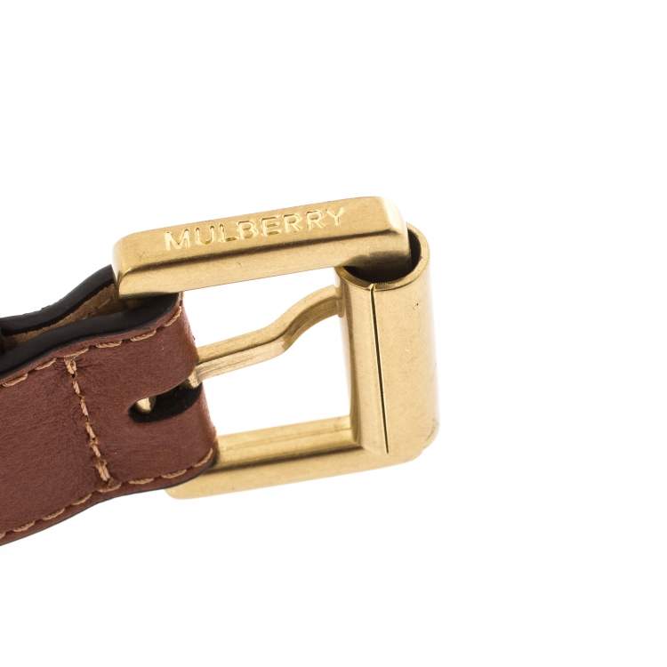 Pre Owned Mulberry Brown Leather Braided Belt 85 CM
