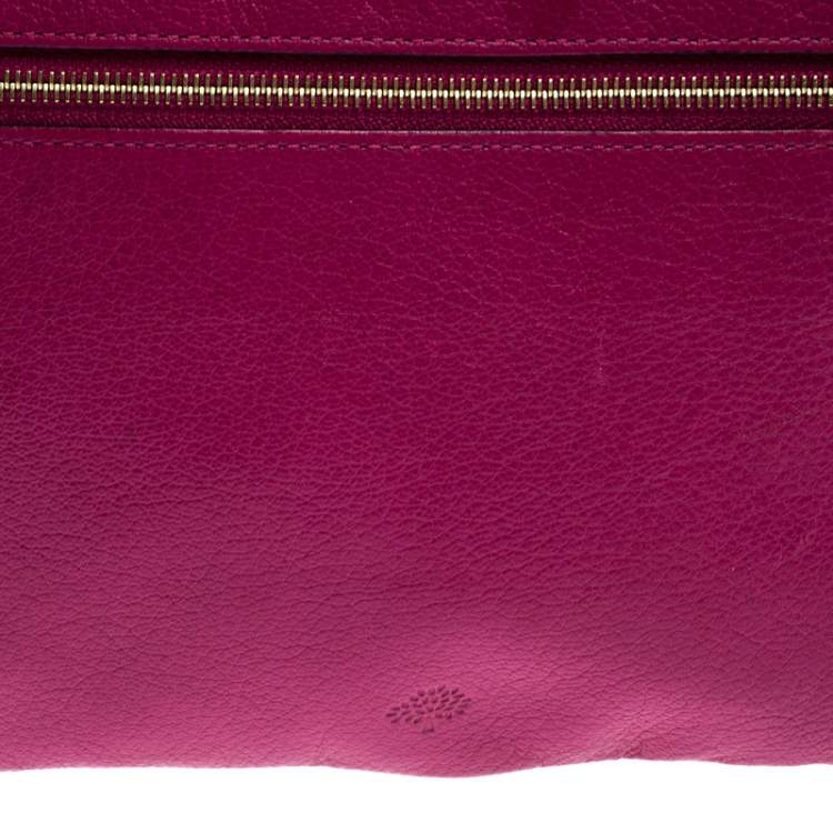 Pre Owned Mulberry Hot Pink Leather Multizip Pouch