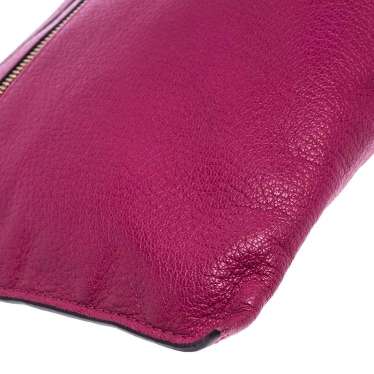Pre Owned Mulberry Hot Pink Leather Multizip Pouch