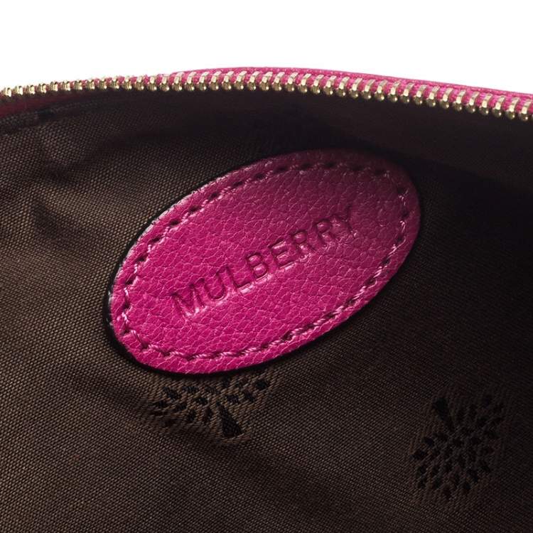 Pre Owned Mulberry Hot Pink Leather Multizip Pouch