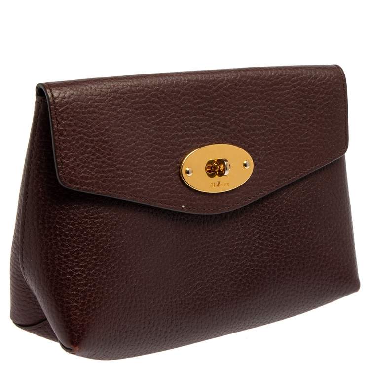Pre Owned Mulberry Burgundy Leather Cosmetic Pouch
