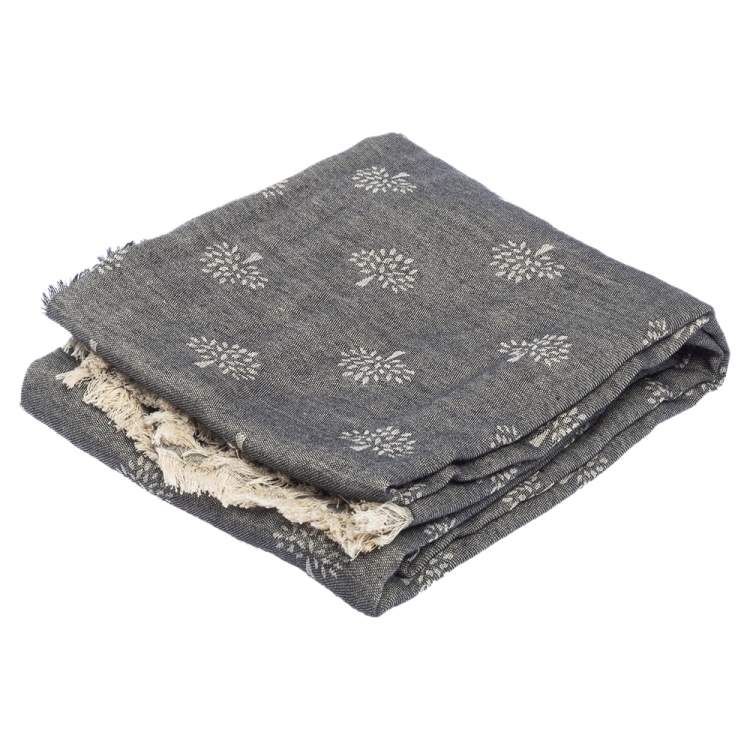 Pre Owned Mulberry Grey Cotton Jacquard Tamara Scarf