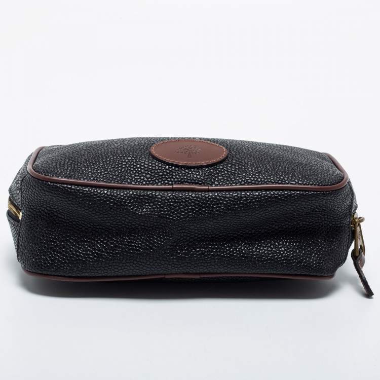 Pre Owned Mulberry Black/Brown Leather Toiletry Pouch