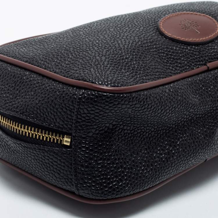 Pre Owned Mulberry Black/Brown Leather Toiletry Pouch