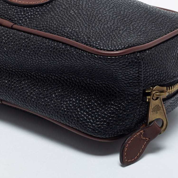 Pre Owned Mulberry Black/Brown Leather Toiletry Pouch
