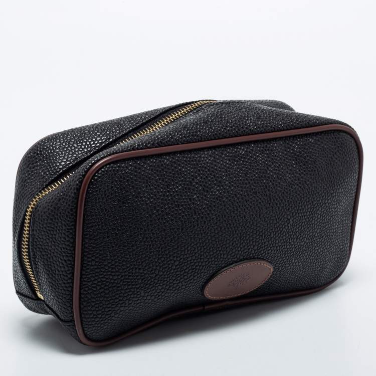 Pre Owned Mulberry Black/Brown Leather Toiletry Pouch
