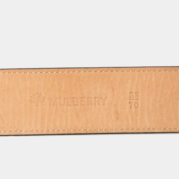 Pre Owned Mulberry Black Leather Buckle Waist Belt 70CM