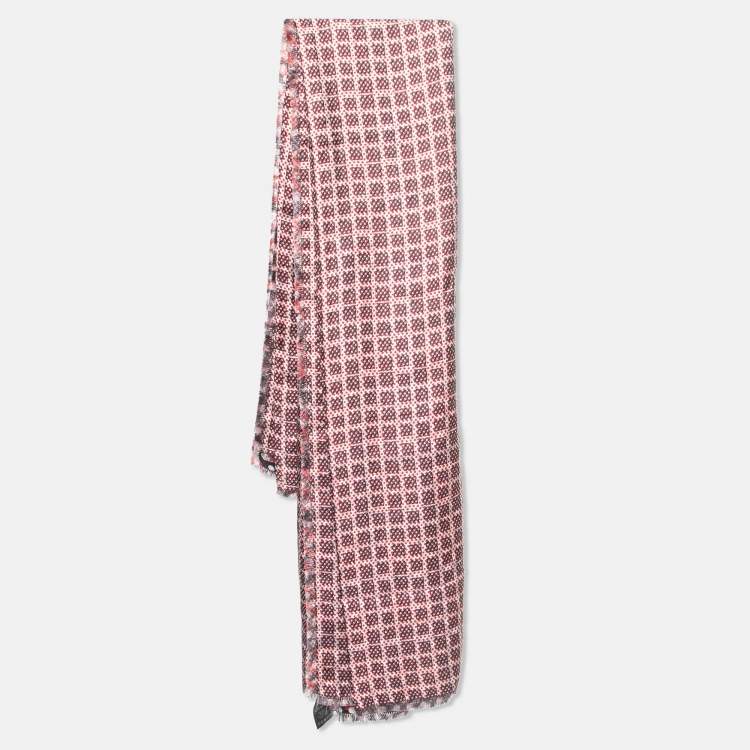 Pre Owned Mulberry Red & Navy Blue Dotty Printed Silk Square Scarf
