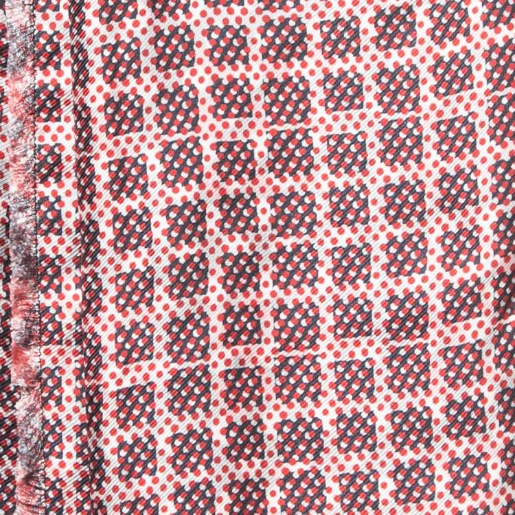 Pre Owned Mulberry Red & Navy Blue Dotty Printed Silk Square Scarf