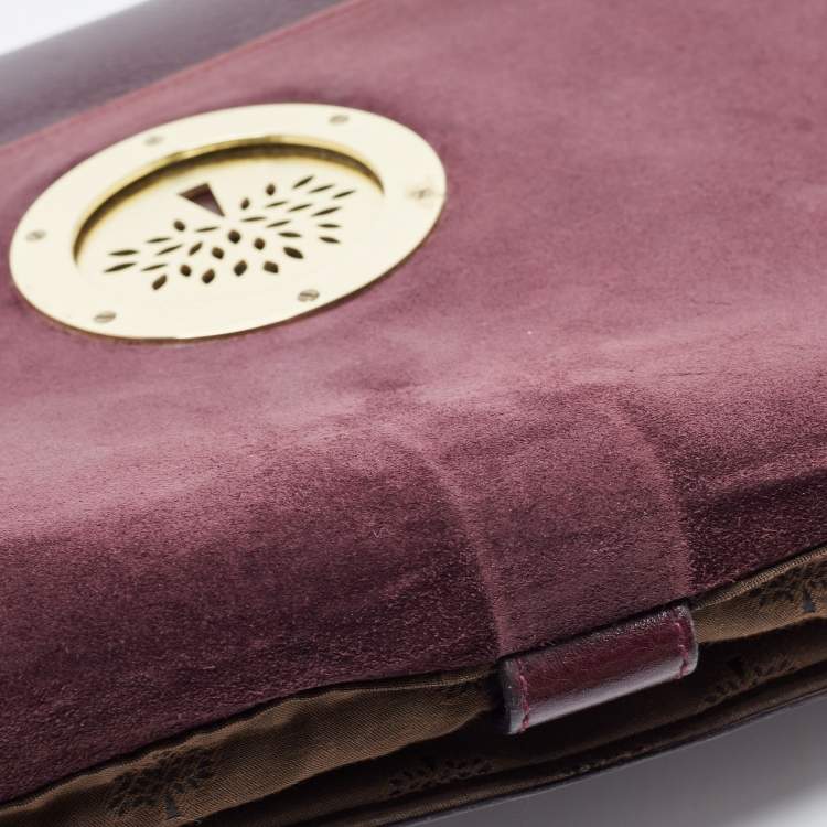 Pre Owned Mulberry Purple Leather Daria Laptop Case