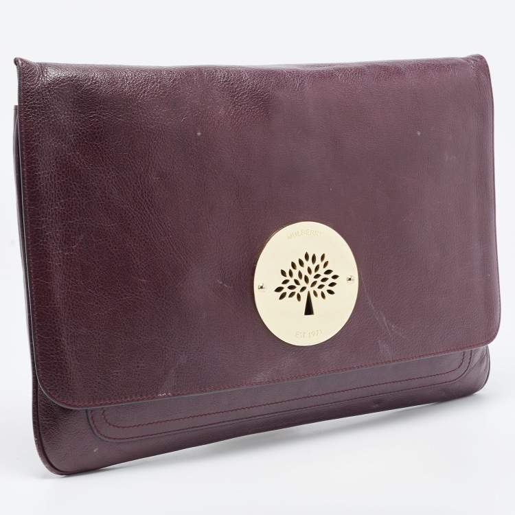 Pre Owned Mulberry Purple Leather Daria Laptop Case