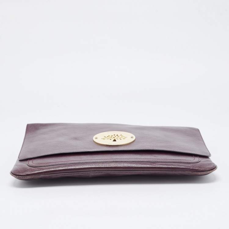 Pre Owned Mulberry Purple Leather Daria Laptop Case