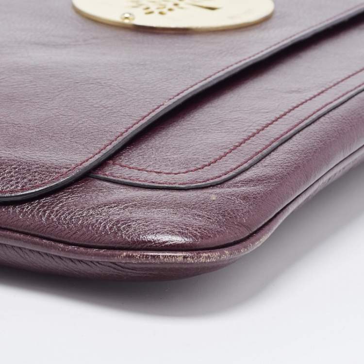Pre Owned Mulberry Purple Leather Daria Laptop Case