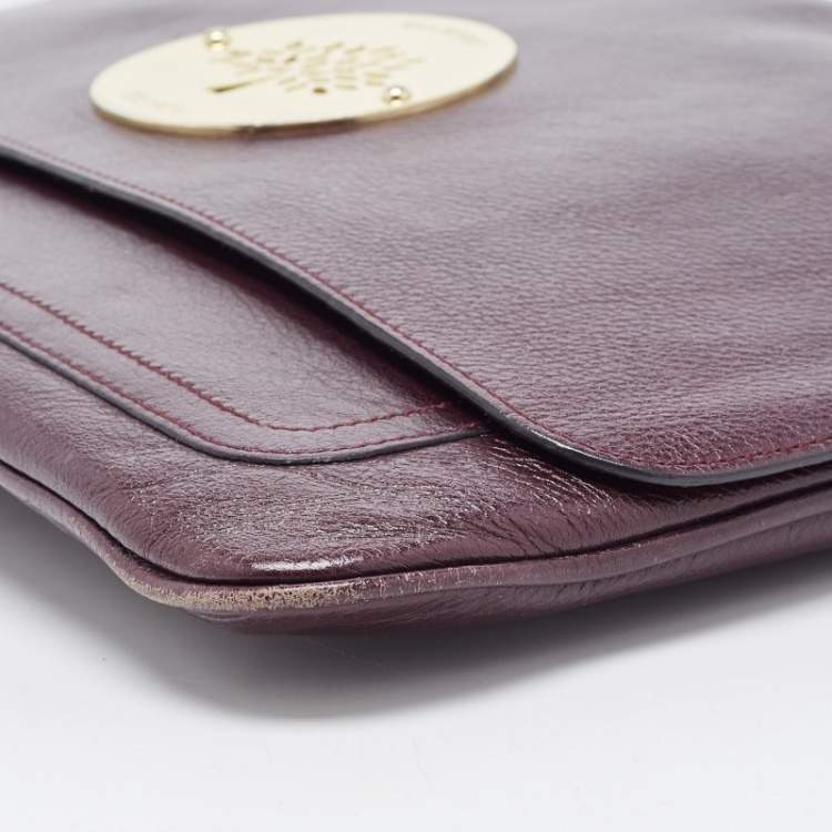 Pre Owned Mulberry Purple Leather Daria Laptop Case