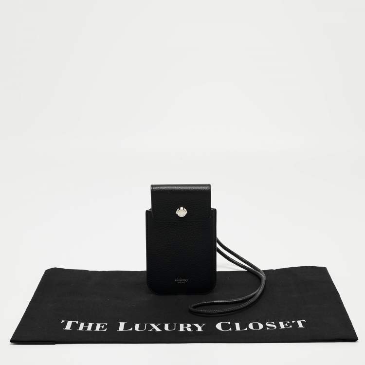 Pre Owned Mulberry Black Leather Strap Phone Case