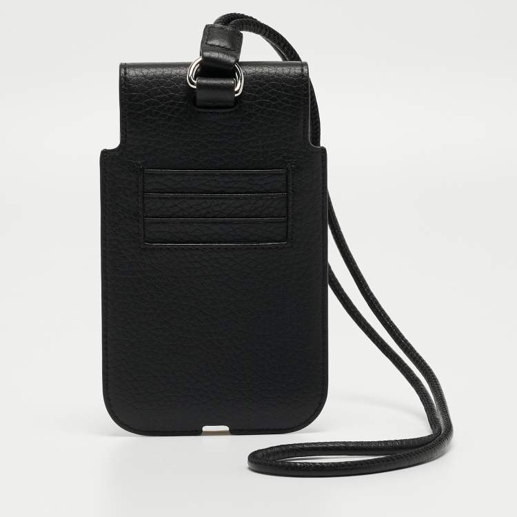 Pre Owned Mulberry Black Leather Strap Phone Case