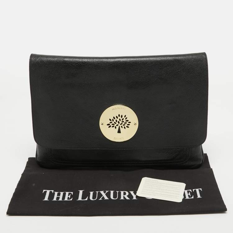 Pre Owned Mulberry Black Leather Daria Laptop Case