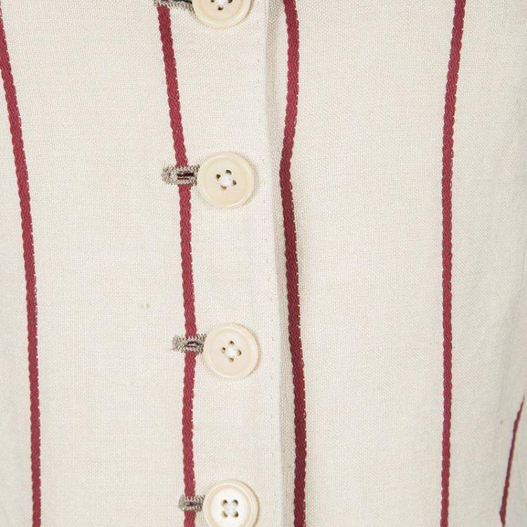 Pre Owned Mulberry Cream and Red Striped Linen Blazer M