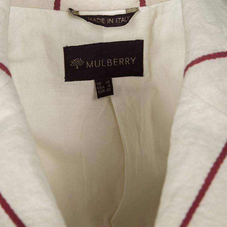 Pre Owned Mulberry Cream and Red Striped Linen Blazer M
