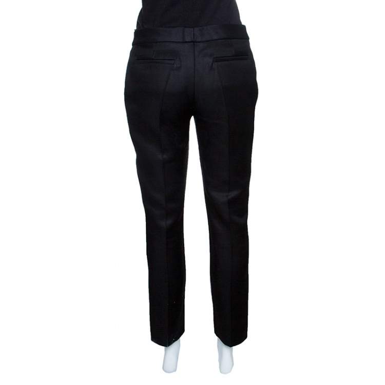 Pre Owned Mulberry Black Houndstooth Contrast Panel Tailored Pants S