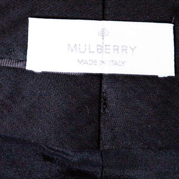 Pre Owned Mulberry Black Houndstooth Contrast Panel Tailored Pants S
