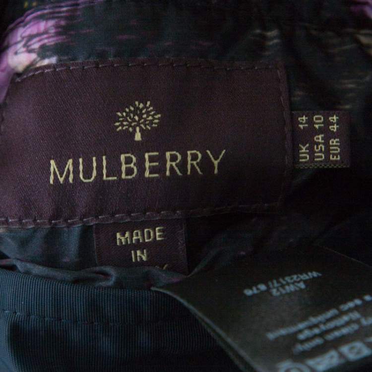 Pre Owned Mulberry Navy Blue Quilted Zip Front Hooded Jacket L